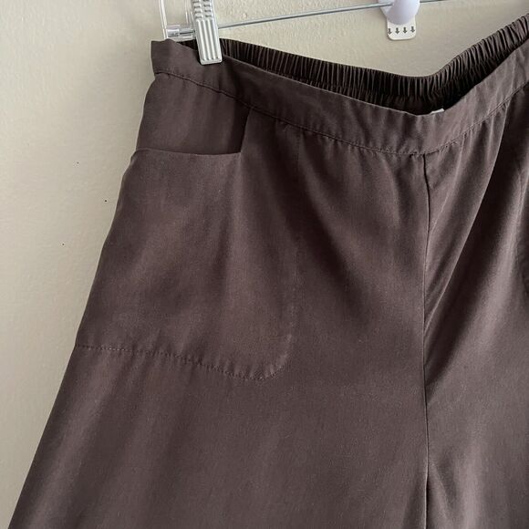 Soft Surroundings XLP Brown Pull On Pants Womens Straight Leg Nice Flowy Pockets - Picture 3 of 12